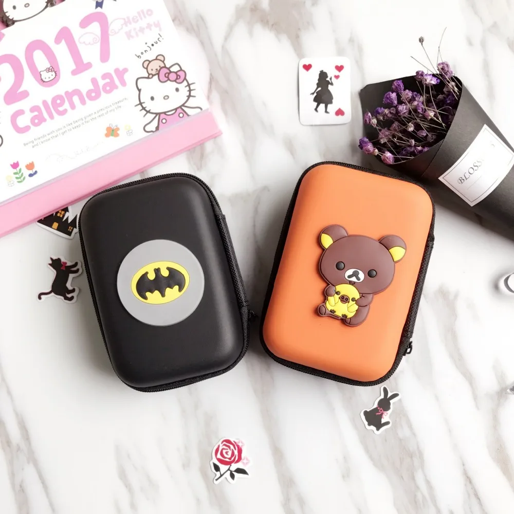Мультяшный мини органайзер для наушников и кабелей USB защитный чехол на молнии