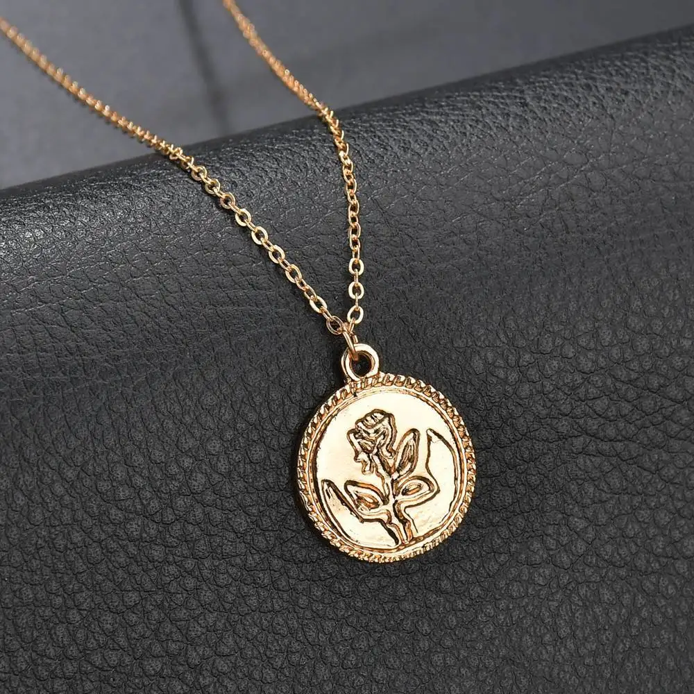 Модное золотистое розовое ожерелье с блестками для женщин Садовый цветок