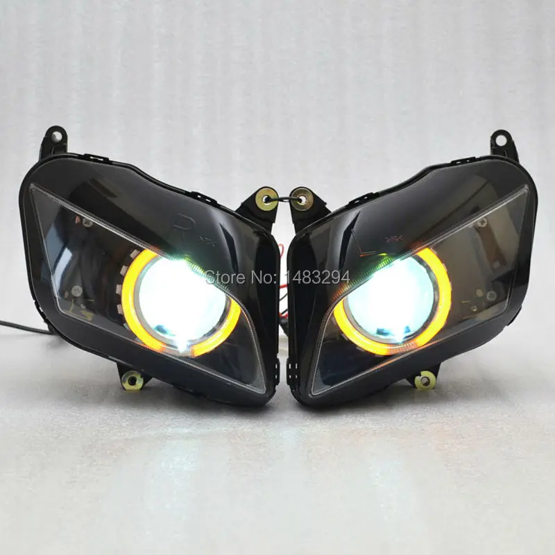 

Custom Modified HID Projector Amber Angel&W/ Red Demon Eyes Assembled Headlight Fits For Honda CBR600RR CBR 600 RR 2007-2012