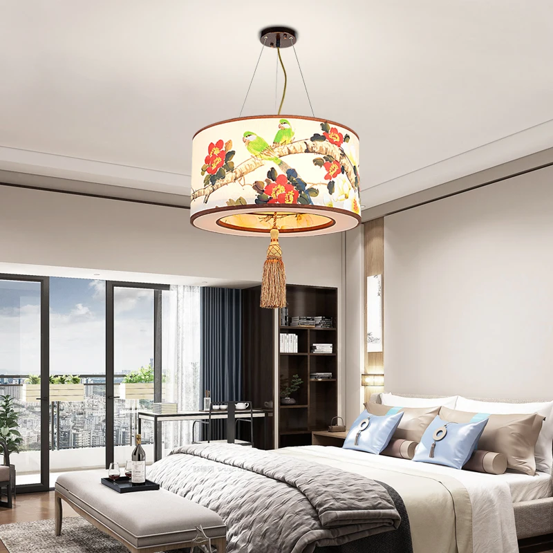 New Chinese flowers and birds hanglamp pendant lights lamps led for home nordic light fixtures loft style hanging | Освещение