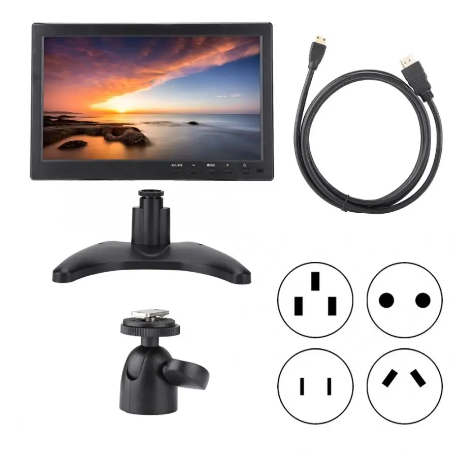 10 1 inch монитор Портативный ЖК дисплей HD Экран 16:9 HDMI компьютера ПК VGA USB видео в