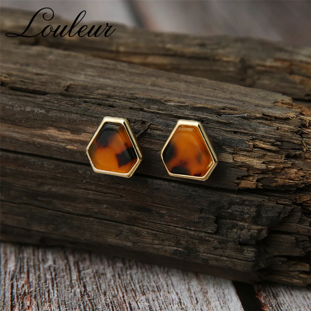 Louleur 2019 New Fashion Acrylic Leopard Stud Earrings Geometric Ladies Statement For Women Girl Party Jewelry | Украшения и