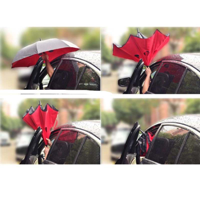 Yesello Printing Reverse Folding Double Layer Guarda Chuva Inverted Umbrella Self Stand Inside Out Rain Protection For Long Car | Дом и сад