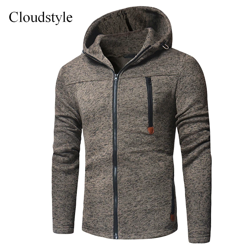 Cloudstyle Модные мужские толстовки сплошной цвет Повседневная Уличная молния с