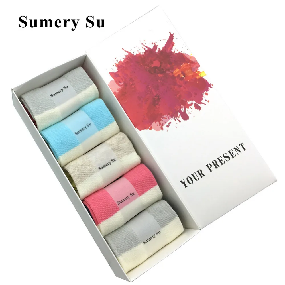 Sumery Su 5 пар/партия носки до лодыжки женская обувь с узором в горошек из хлопка