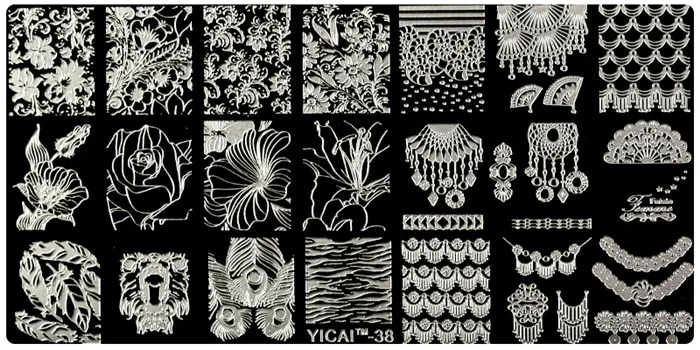 YICAI38 1 шт., штамп для ногтей, прямоугольная пластина, кружево/лошадь/лист/бабочка/Роза/ФИЗ/медаль, шаблон для дизайна ногтей, штамп, пластины, сделай сам, дизайн ногтей, шаблон# YIC - Цвет: YICAI38
