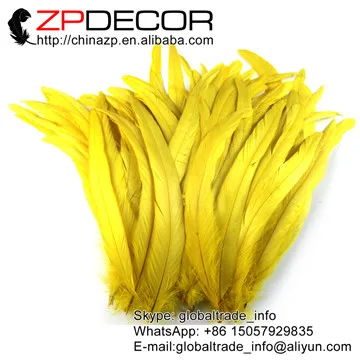 ZPDECOR 100 шт./пакет 25-30 см(10-12ich) подходит для ручной и сортировки Wholease красивое обесцвечивание смешанные Цвет Петушиный Хвост перья для свадьбы - Цвет: yellow