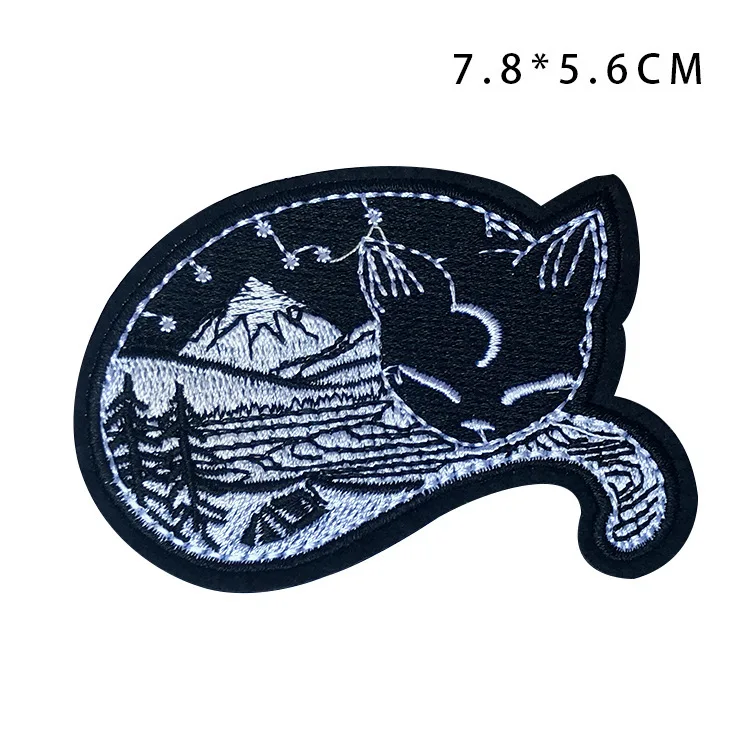 PGY симпатичная защита от леса Спящая Готическая кошка вышивка патч наклеиваемая