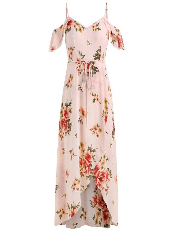 2019 Fashion Women summer dress Casual Short Sleeve Cold Shoulder Boho Flower Print maxi Dress women beach vestido plus | Женская одежда