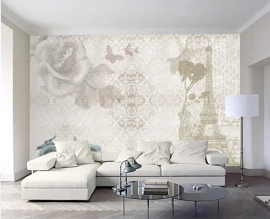 Обои 3d с изображением пейзажа европейские обои в стиле ретро Эйфелева башня