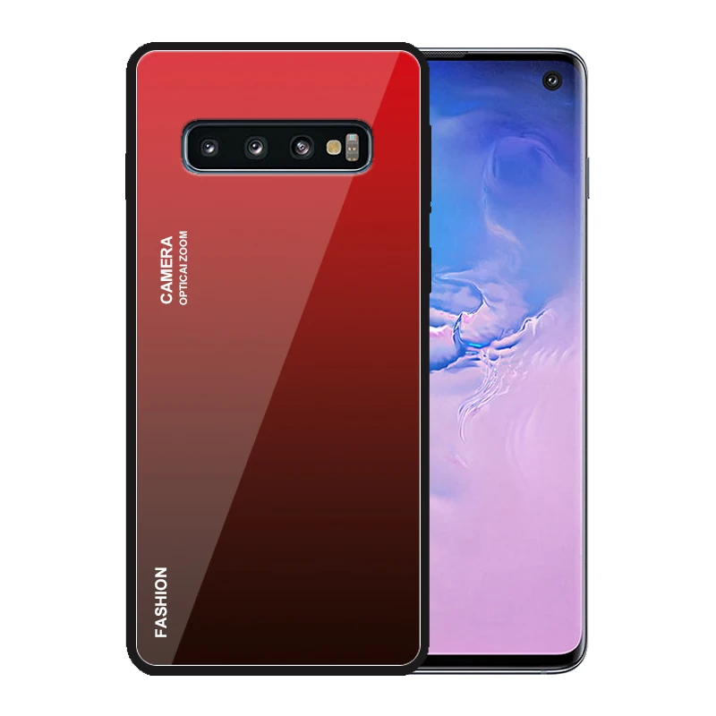 Модные прозрачные градиент закаленное Стекло чехол для samsung Galaxy S10 плюс S10E S9 S8