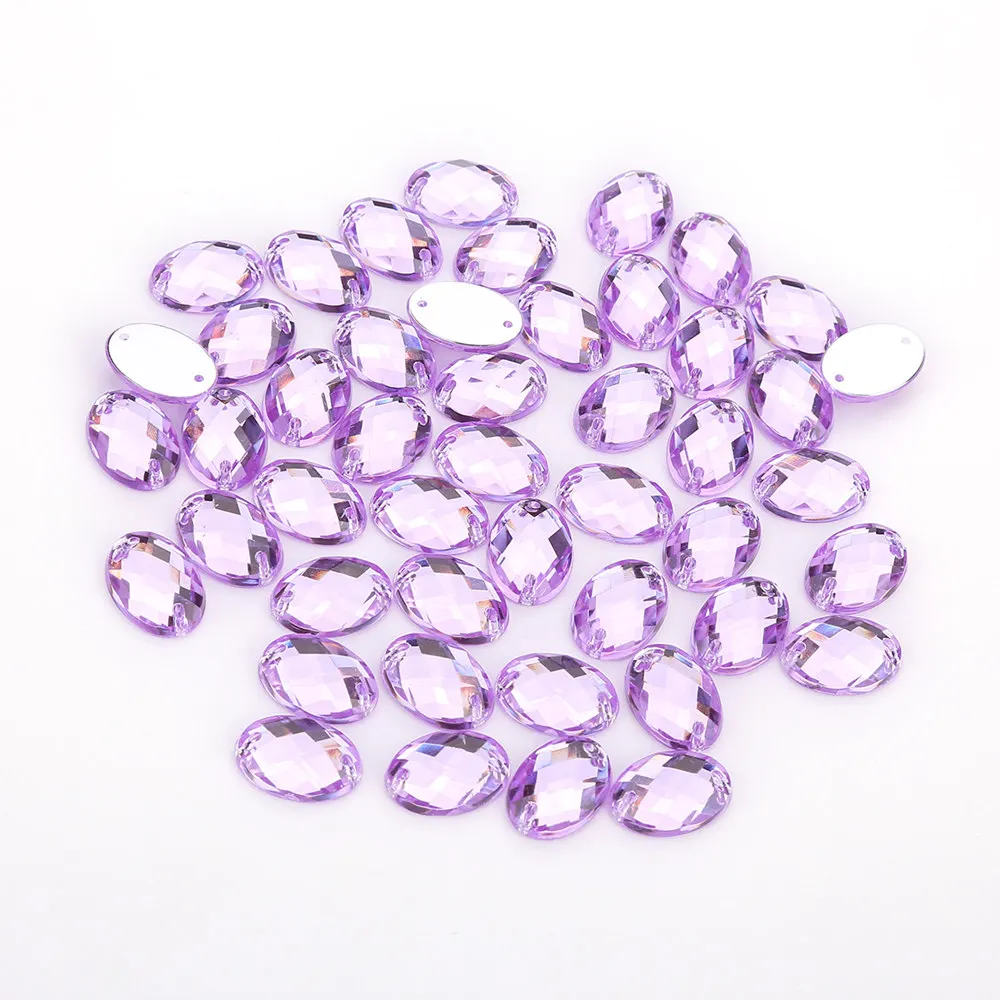 Purple 18 цветов, 8*10 мм/10*14 мм/13*18 мм/18*25 мм блеск женское кольцо на горном хрустале овальные акриловые стразы с плоской задней Швейные бусины для самостоятельного изготовления кукольной одежды - Цвет: Purple