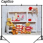 Фоны для фотосъемки с изображением рождественского медведя игрушки подарка свечи деревянного пола детские фоны для фотостудии