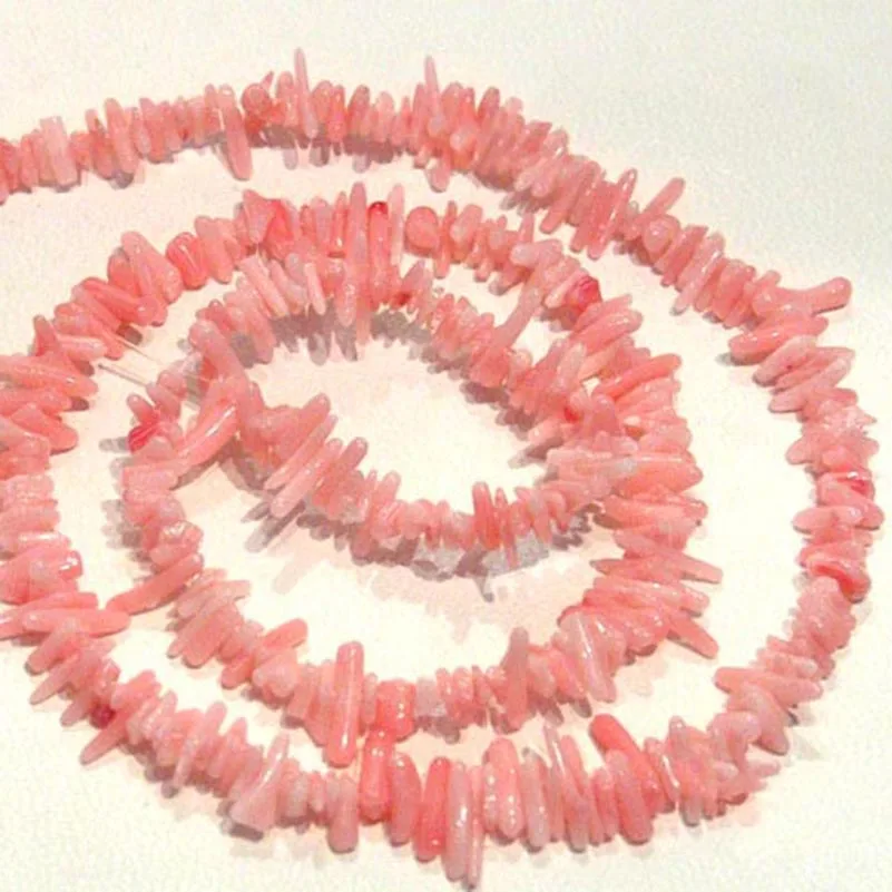 

JYX 1 String nature 4-14mm Irregular Pink colored sea bamboo coral Chips loose string strand DIY Handmade Gemstone 20"