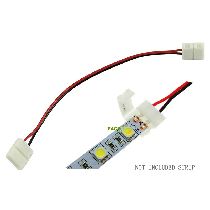 50 / 100 шт./лот 10мм 2-контактный одноцветный коннектор для светодиодной ленты 5050 с проводом для сварки 8мм 3528 с светодиодной платой.