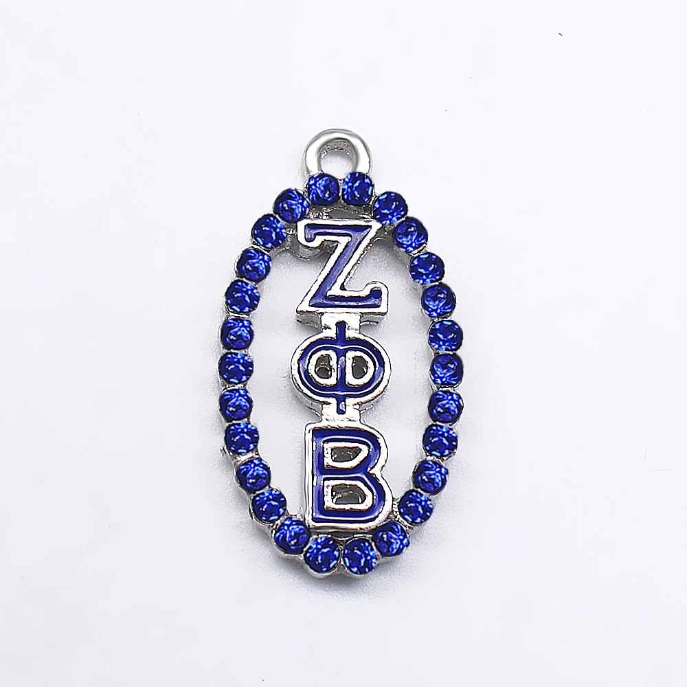 Pop овальный вырез металлическая греческая буква ZETA PHI BETA crystal charm для сорочного