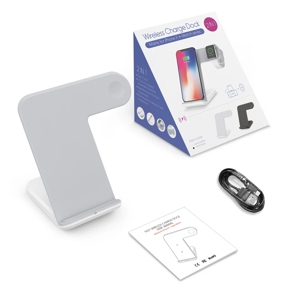 2 in 1 Wireless Charger for apple watch 4 Type C 10W Qi Fast Charging Pad iphone XS MAX XR X 8 Plus Samsung S9 | Электроника
