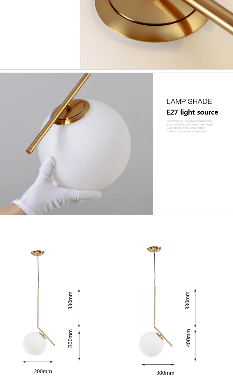 Современный Креативный подвесной светильник с стеклянным шаром norbic brief home deco для столовой, золотой E27 светодиодный подвесной светильник