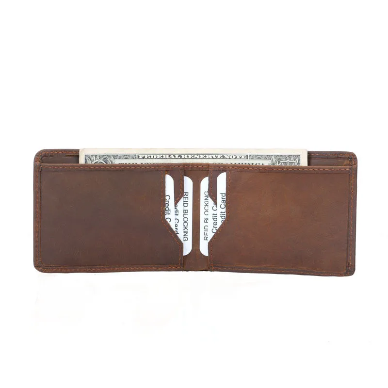 Модный кожаный бумажник для мужчин кошелек из натуральной кожи RFID блокирующий