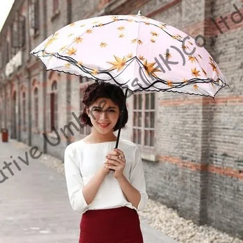 Вышивка 2 раза черное покрытие 100% солнцезащитный UPF&gt50 + зонт 8 ребер два сложения