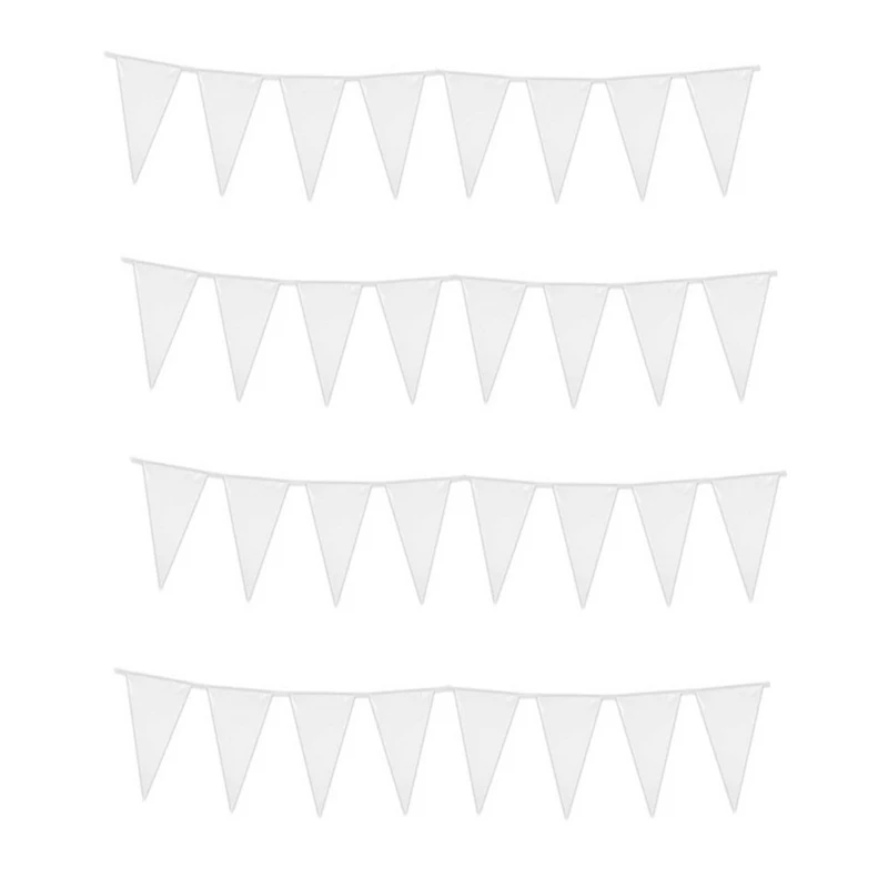 

180 Flags/70M White Flags string banner Bunting wedding decoration birthday married party supplies White Triangle Hanging flag