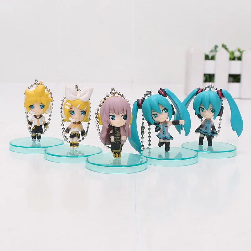 2-5pcs bag 5 шт./компл. версии костюма vacaloid Hatsune Miku, Kagamine Rin Kaito Рен Meiko мини брелки для ключей ПВХ Фигурки подвески для игрушек кукла - Цвет: 2-5pcs bag