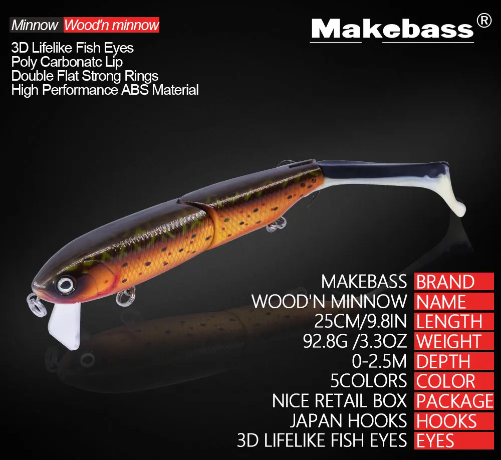Makebass 9,84 дюйма/1,59 унций мульти-шарнирные рыболовные приманки-Воблеры кренкбейт гольян твердая приманка Pesca carnada для профессиональных рыболовов