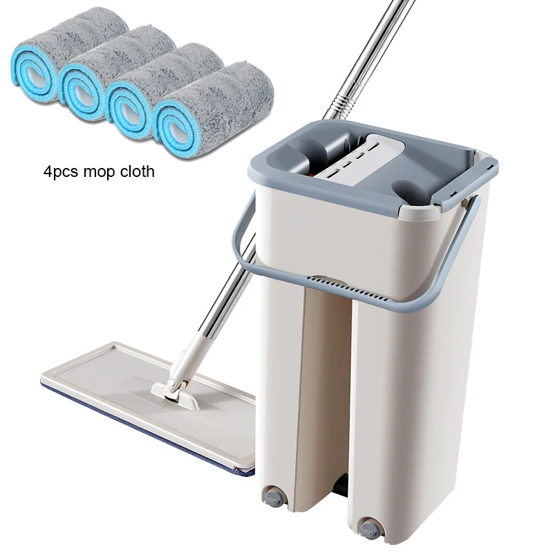 4pcs mop cloth Ленивая швабра с ведром волшебный пол для уборки 4 шт./7 шт. сменная Швабра Ткань выдавливать плоские швабры кухня пол очиститель дропшиппинг - Цвет: 4pcs mop cloth