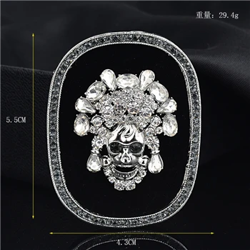 Skull 1 ПК Алмаз Броши с буквами большой штырь одежда доступа стиль брошь полноценно алмаз контактный одежда корсаж с украшениями значки - Цвет: Skull