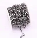 Metalblack color 1 метр, ZYZ177-8916, модные кубические циркониевые граненые бусины в форме сердца, четки, цепочка, металлическая проволока, завернутые звенья, CZ цепи - Цвет: Metalblack color