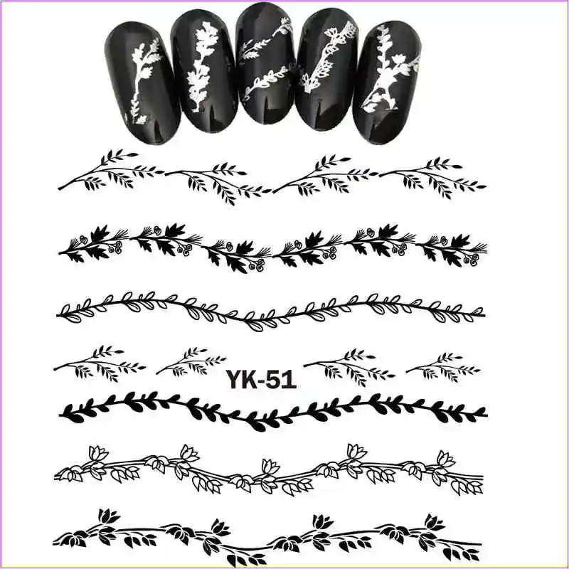 YK051 SILVER UPRETTEGO Золотые/серебряные Водные Наклейки металлические наклейки для ногтей цветок кружева волна ветка витиеватая лоза лист YK49-54 - Цвет: YK051 SILVER