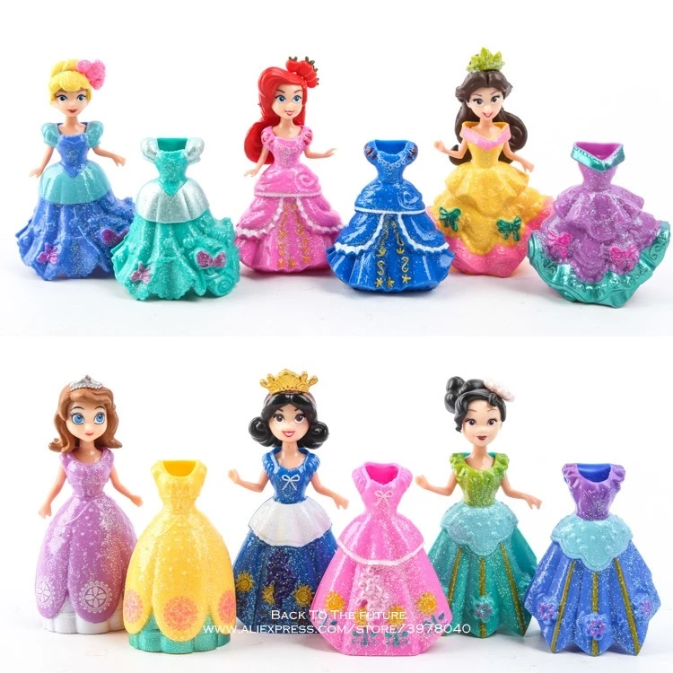 Disney Принцесса София Эльза Белль Русалка изменение одежда 9 см 12 шт./компл. фигурка