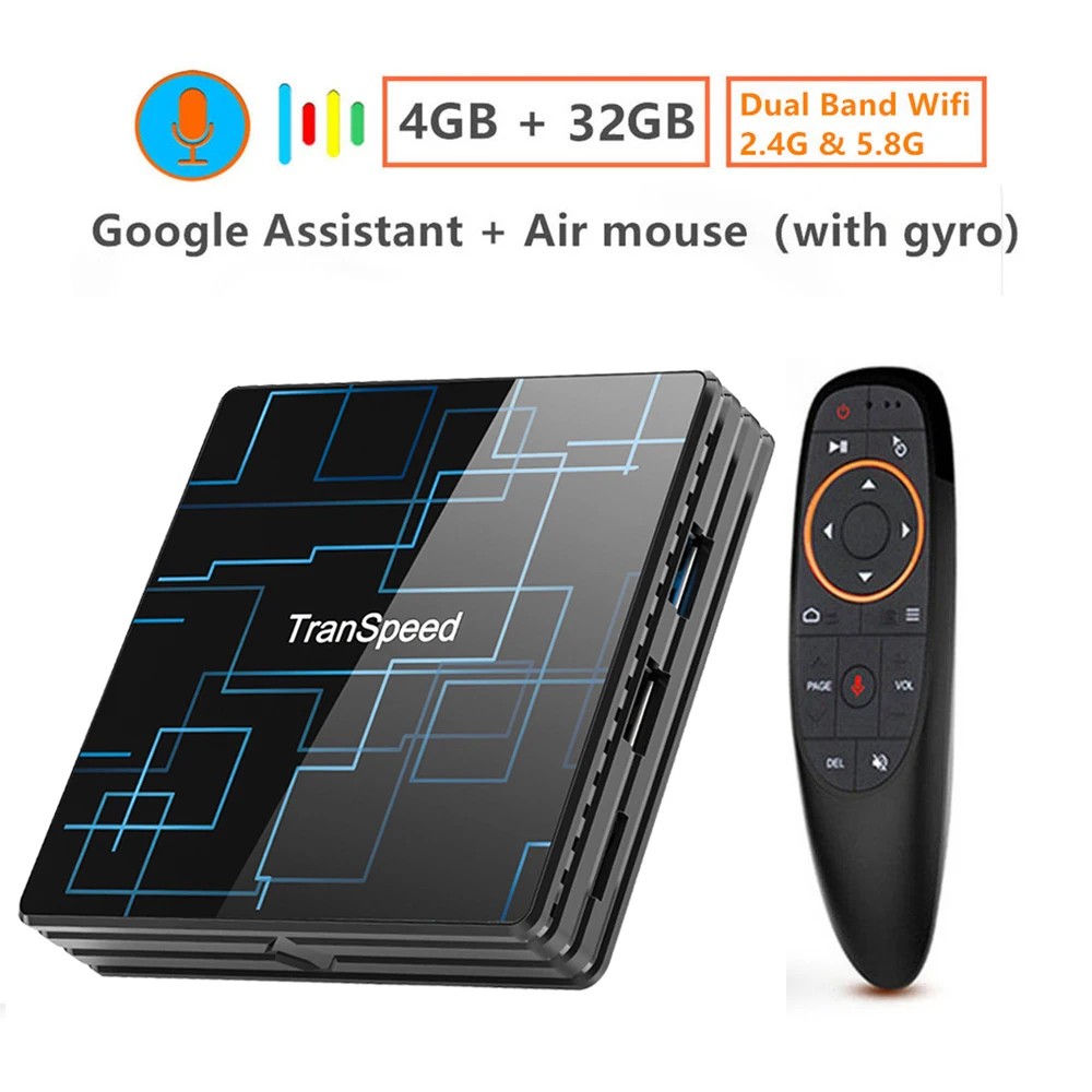 4G 32G with Voice Android 9,0 ТВ приставка Google голосовой помощник RK3318 4K 3D Ultra 4G 64G Wifi Bluetooth Play Store Бесплатные приложения телеприставка - Цвет: 4G 32G with Voice