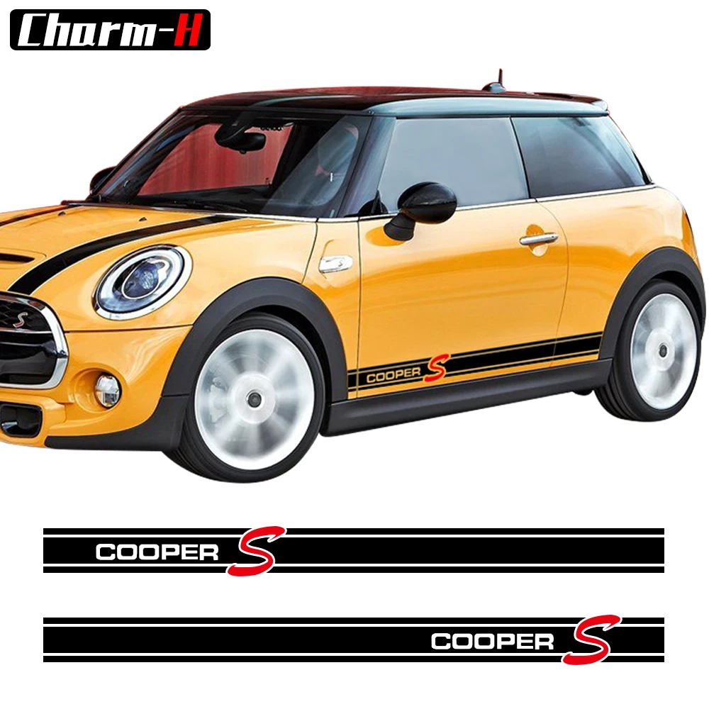 Автостайлинг наклейки в полоску с боковой юбкой для Mini Cooper S R56 R57 R58 R50 R52 R53 R59 R61