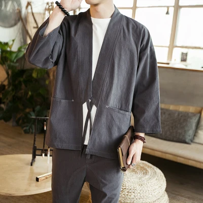 Повседневное пальто TANG 2019 в стиле хип хоп свободное кимоно Мужской Хлопковый