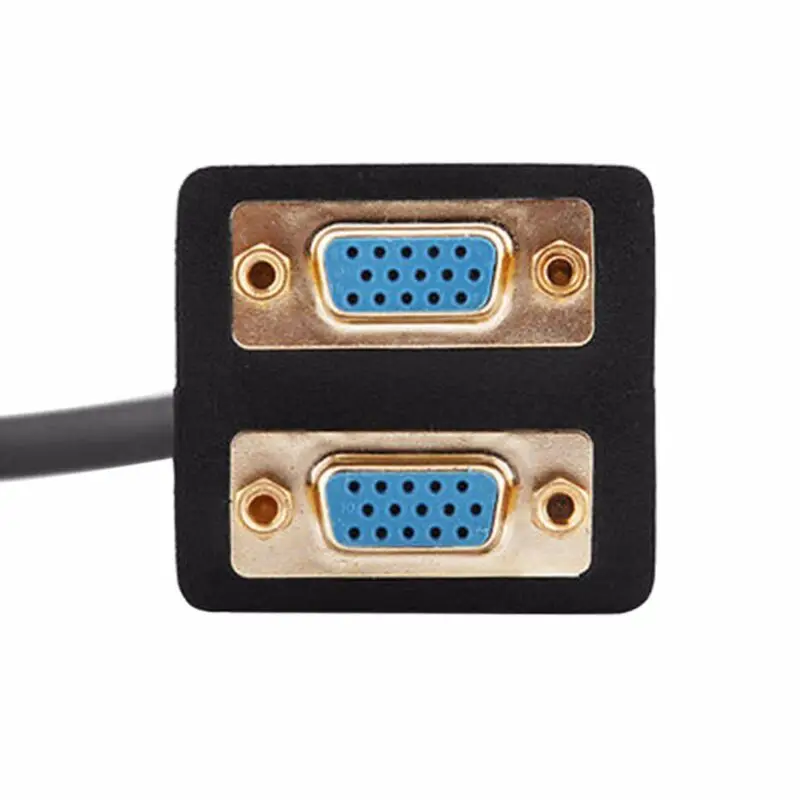 Позолоченный VGA 1 Мужской к двойному 2 VGA Женский конвертер адаптер сплиттер Y КАБЕЛЬ 0,25 м