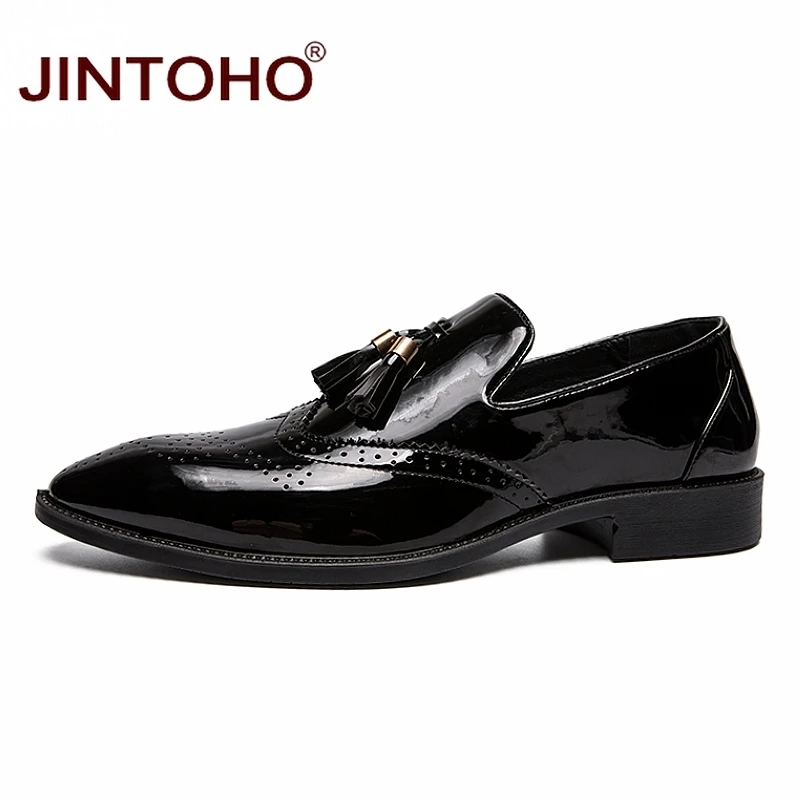 JINTOHO модные лоферы слипоны мужская кожаная обувь кожаные с кисточками дешевые