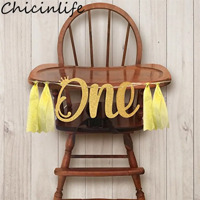 Chicinlife Baby первый день рождения Золотой один стул баннер мальчик девочка 1-й День