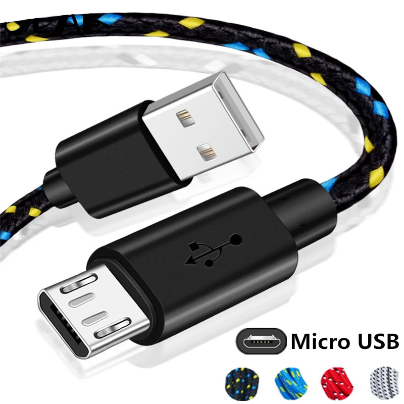 Нейлоновый Кабель Micro-USB в оплетке, синхронизация данных, usb-кабель для зарядки samsung, huawei, Xiaomi, Android, кабели для быстрой зарядки 1 м, 2 м, 3 м