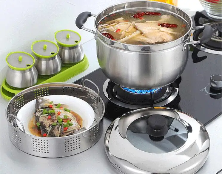 

Double boilers min Stainless steel soup pot cooking tools steamer kitchen cookware cooker food steaming pot steam boiler instant