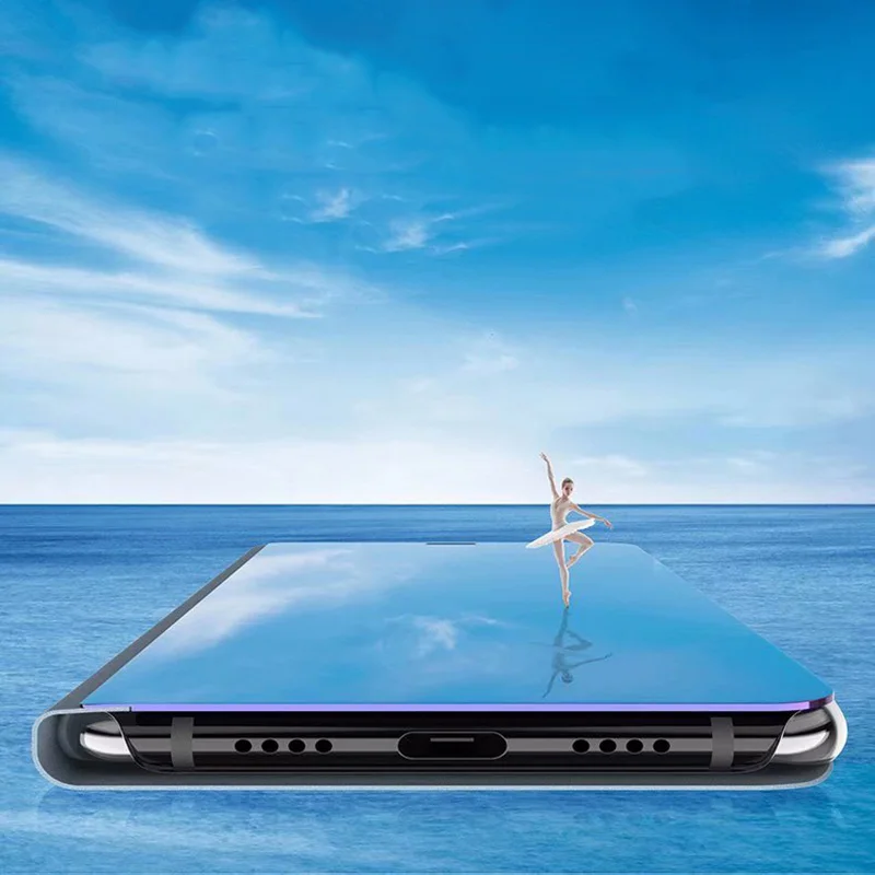 Прозрачный зеркальный флип чехол для Samsung Galaxy J6 2018 Роскошный из искусственной