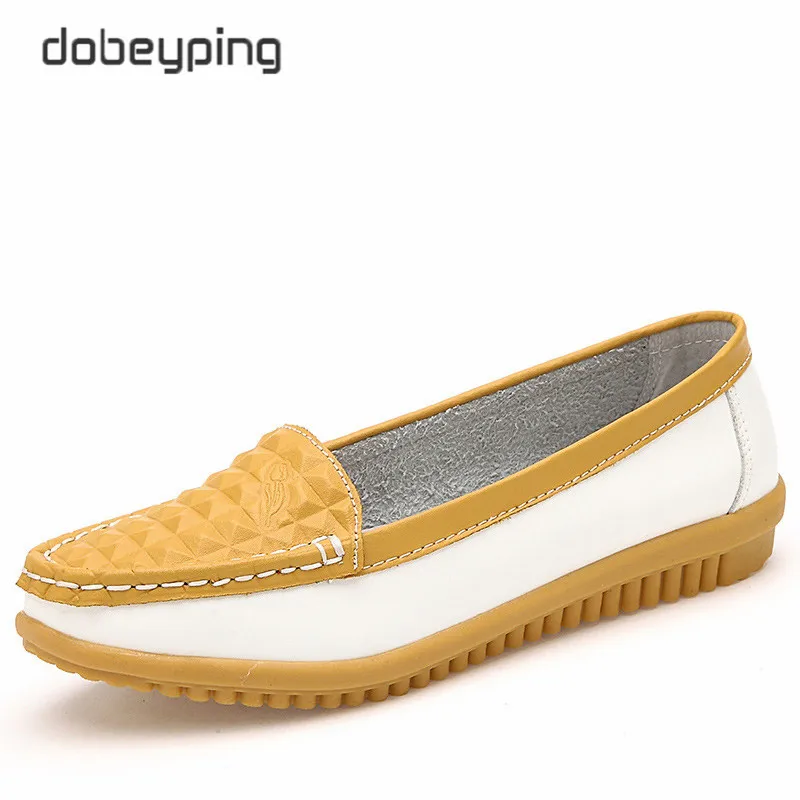 Spring New Women's Casual Shoes Cow Leather Woman Flats Shoe Moccasins Female Loafers Slip On Boat Shoes Leisure Single Footwear