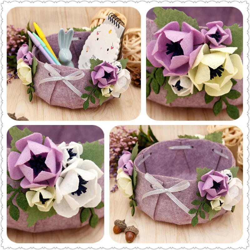 Handmade DIY Storage Basket Felt Cloth Flower Box For Special Gifts Home Desk Decoration Material Package | Дом и сад