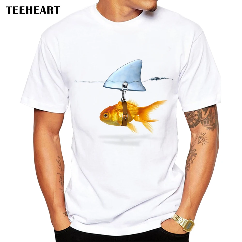 2019 Новинка Золотая рыбка и Акула бренд рыба крутая печать мужская повседневная