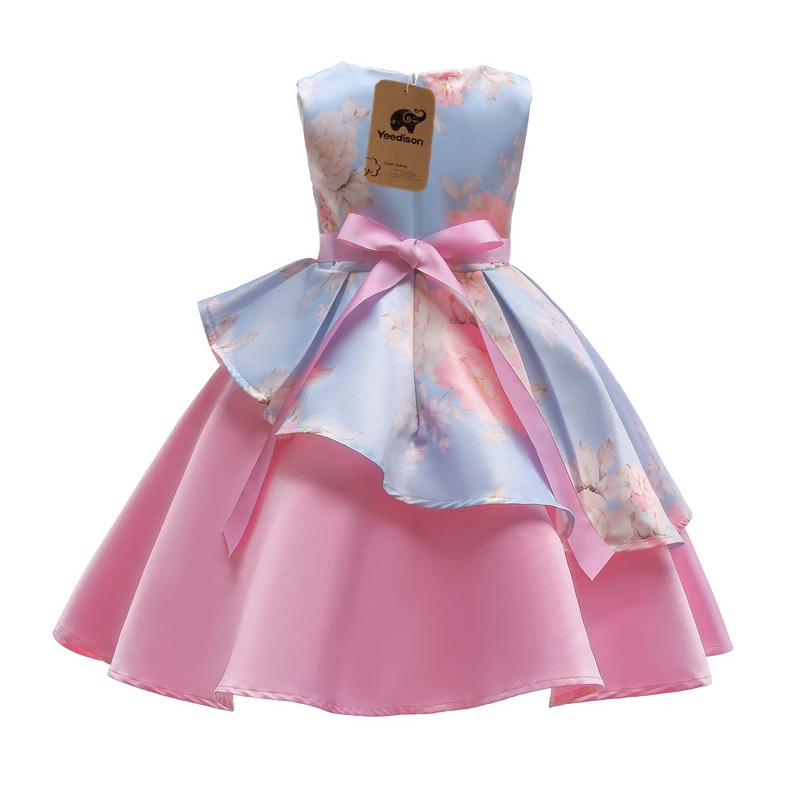 Платье принцессы костюмы для девочек новинка 2018 Детские Платья с цветочным