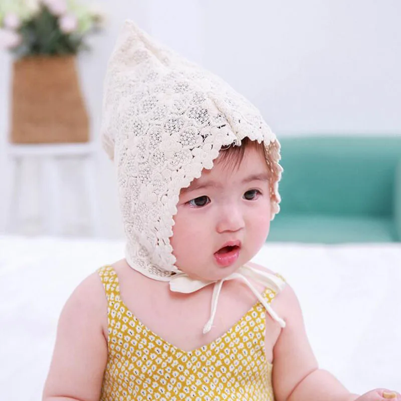 New Lace Summer Baby Hat for Girls Lace-Up Steeple Bonnet Enfant Princess Cap | Детская одежда и обувь