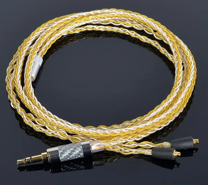 Gold silver mixed OKCSC 8 Core MMCX кабель 7N цвета: золотистый, серебристый смешанные наушники обновления кабель Шнур для Shure SE846, SE535, SE315, SE215, UE9002 - Цвет: Gold silver mixed
