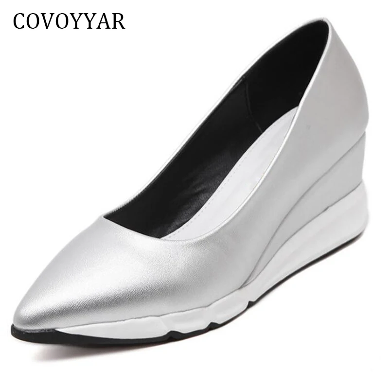 COVOYYAR/женские туфли на танкетке высоком каблуке коллекция 2019 года сезон весна