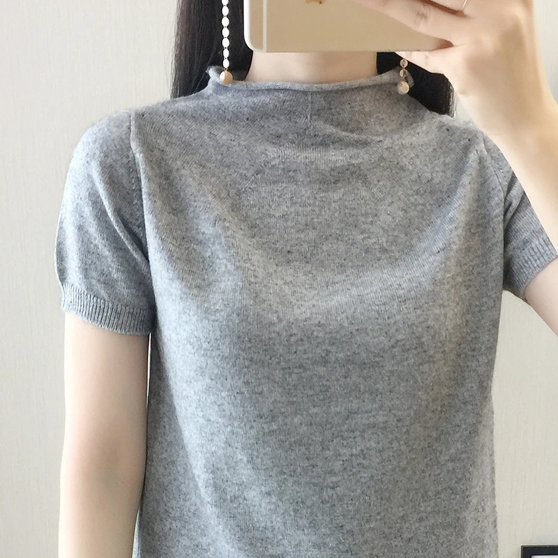 Весна 2019 лидер продаж однотонные пуловеры с рельефным воротником и полурукавом