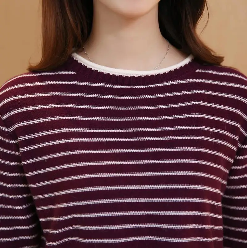 Новый 2016 Весенняя Мода свитер Женщин высокой упругой Полосатый женщин тонкий